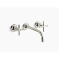 Kohler Purist(R) Wall-Mount Bathroom Sink Faucet Trim With Cross Handles And 9" 90-Degree Angle Spout, Requires Valve T14414-3-SN